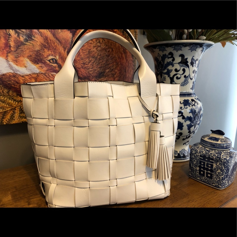 Michael Kors large woven tote optic white
